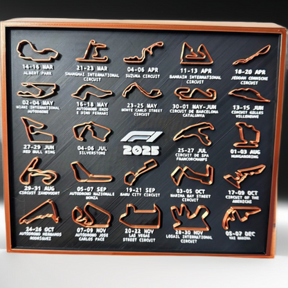 F1 Tracks 2025 – 3D Poster με Όλες τις Πίστες & Ημερομηνίες Αγώνων - 3DArtStore.com