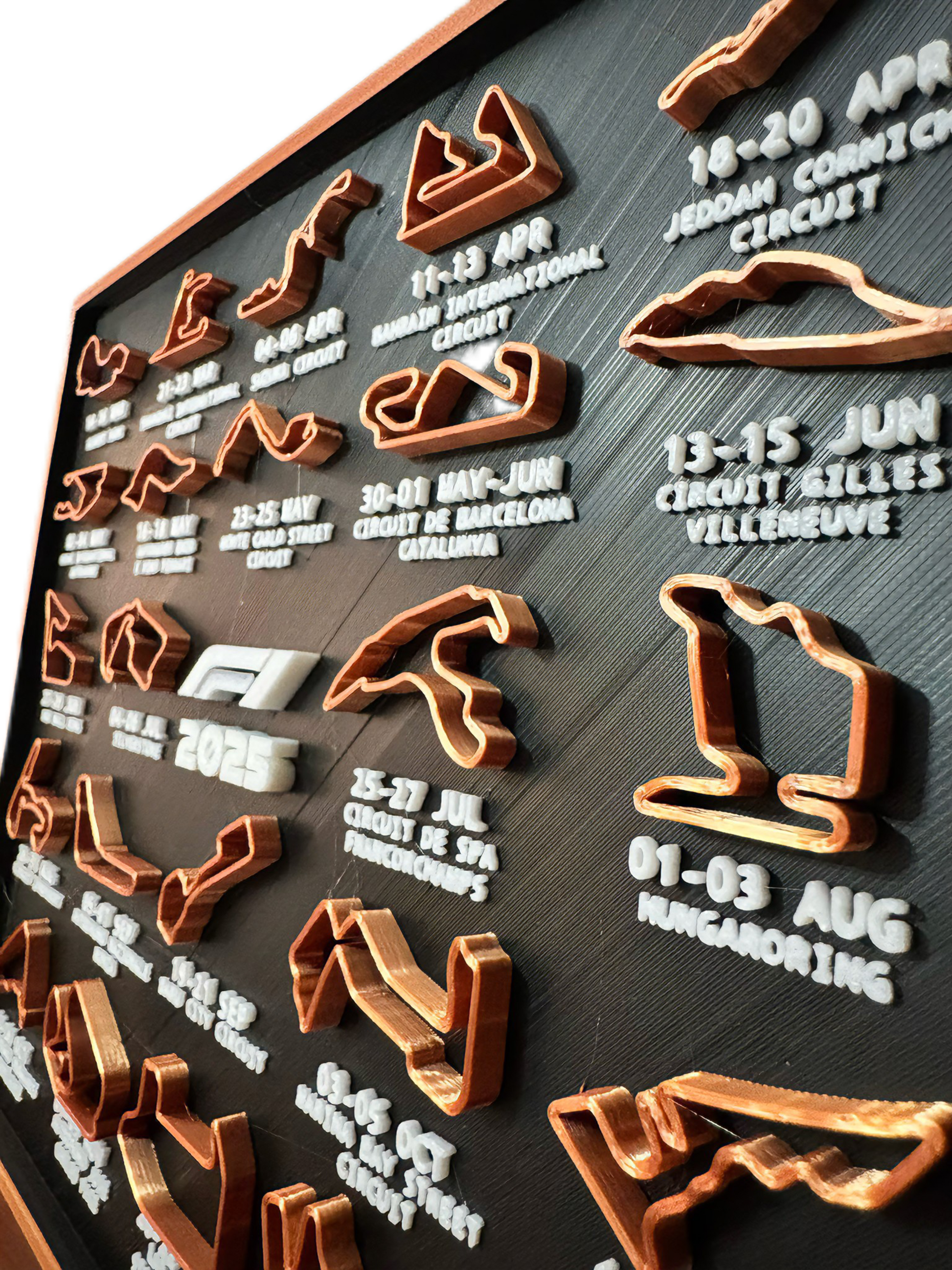 F1 Tracks 2025 – 3D Poster με Όλες τις Πίστες & Ημερομηνίες Αγώνων - 3DArtStore.com