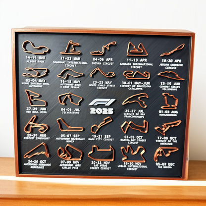 F1 Tracks 2025 – 3D Poster με Όλες τις Πίστες & Ημερομηνίες Αγώνων - 3DArtStore.com